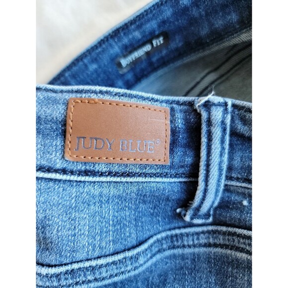 Judy Blue Womens 3 29x29 Jeans Boyfriend Mid Rise Distressed Stretch Logo Medium - Picture 15 of 16
